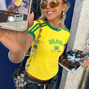 Camiseta manga curta Brasil Copa 2026 Moda urbana + Paixão Nacional