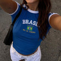Camiseta manga curta Brasil Copa 2026 Moda urbana + Paixão Nacional