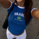 Camiseta manga curta Brasil Copa 2026 Moda urbana + Paixão Nacional