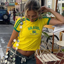Camiseta manga curta Brasil Copa 2026 Moda urbana + Paixão Nacional