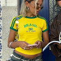 Camiseta manga curta Brasil Copa 2026 Moda urbana + Paixão Nacional