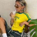 Camiseta manga curta Brasil Copa 2026 Moda urbana + Paixão Nacional